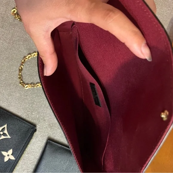 Louis Vuitton Black Felicie Pochette Bicolor Monogram Giant Empreinte - Picture 6 of 11